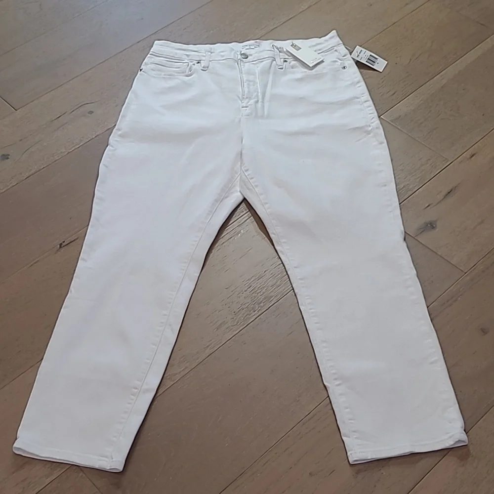 NWT Good American Jeans Women's sz 16 GC046T White Good Classic Ankle High Rise